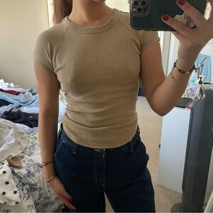 Zara Women's Beige Short Sleeve Tee